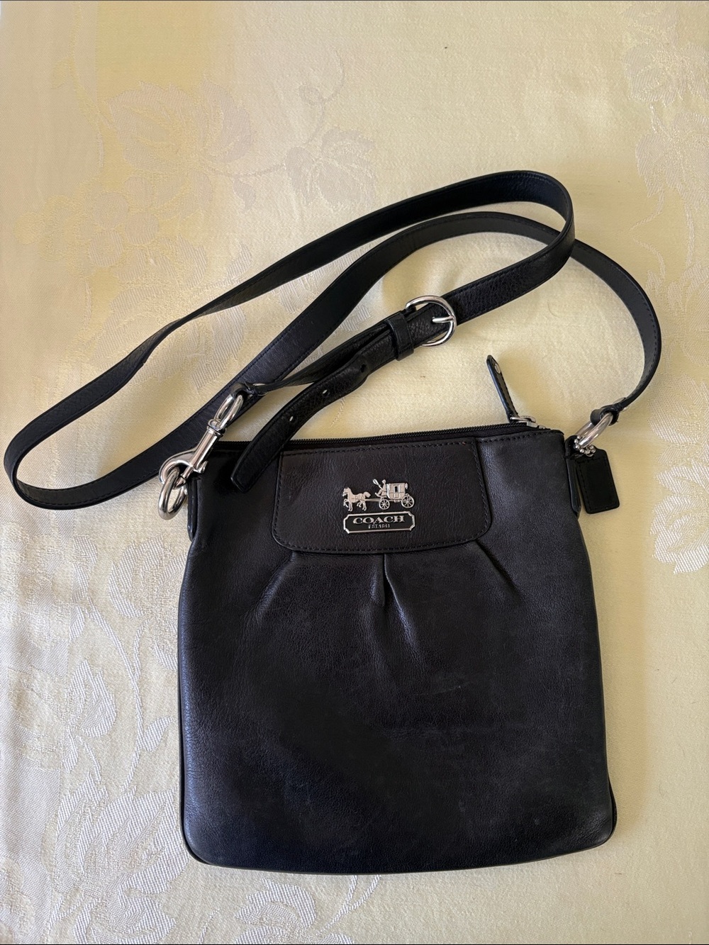 Coach Black Leather Crossbody with Silver Hardware